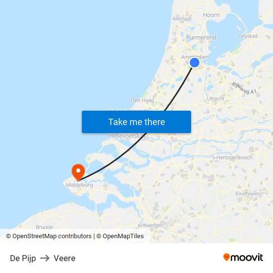 De Pijp to Veere map