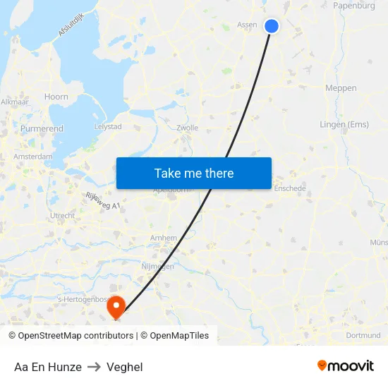 Aa En Hunze to Veghel map