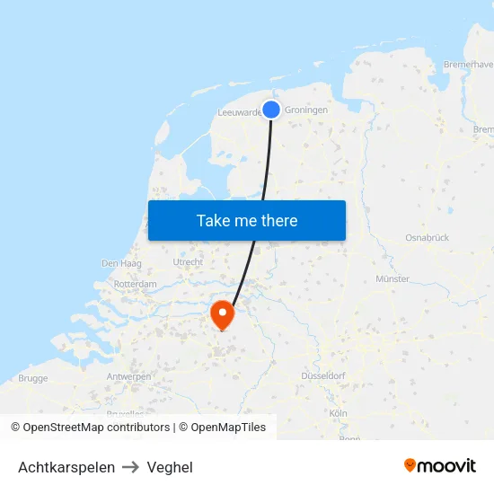 Achtkarspelen to Veghel map