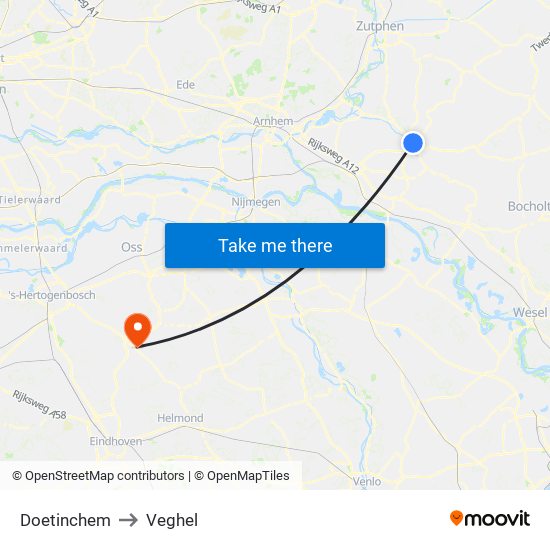 Doetinchem to Veghel map