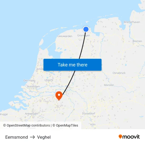 Eemsmond to Veghel map