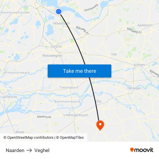Naarden to Veghel map