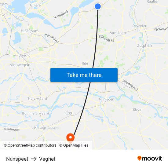 Nunspeet to Veghel map