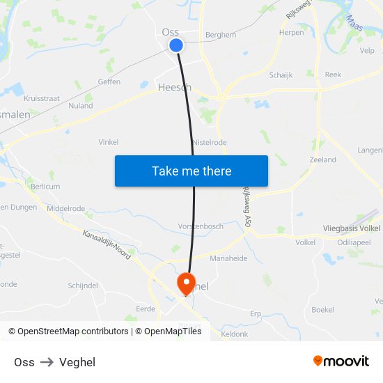 Oss to Veghel map