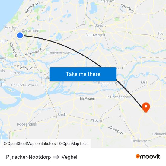 Pijnacker-Nootdorp to Veghel map