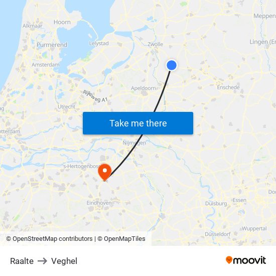 Raalte to Veghel map