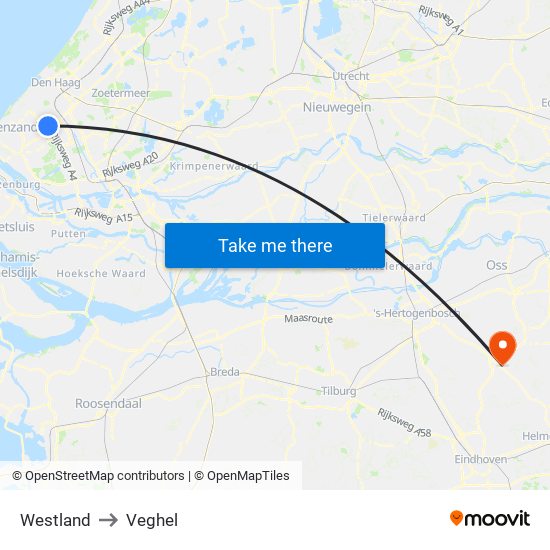 Westland to Veghel map