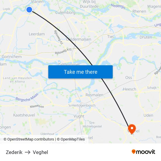 Zederik to Veghel map