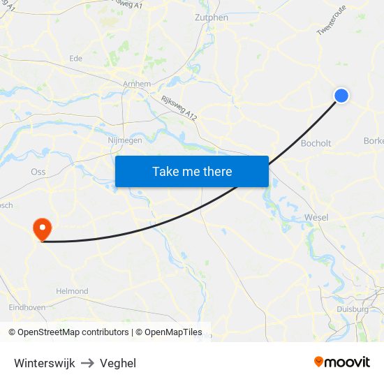 Winterswijk to Veghel map