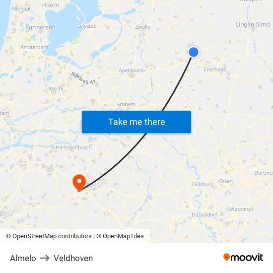 Almelo to Veldhoven map