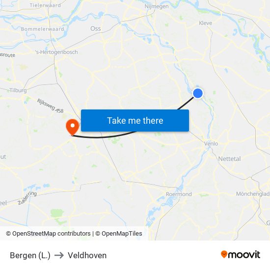 Bergen (L.) to Veldhoven map