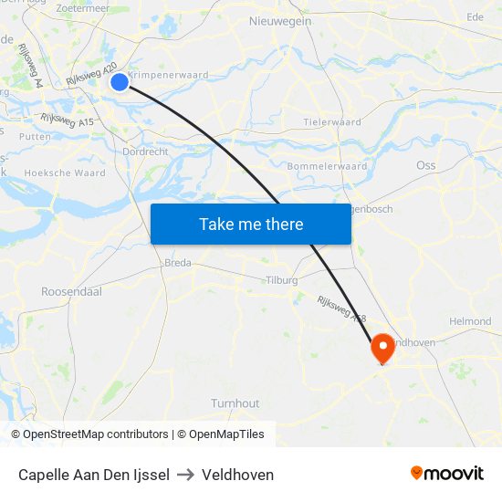 Capelle Aan Den Ijssel to Veldhoven map