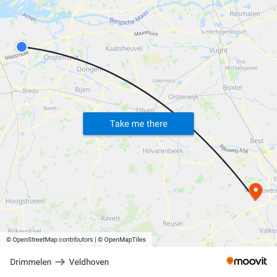 Drimmelen to Veldhoven map