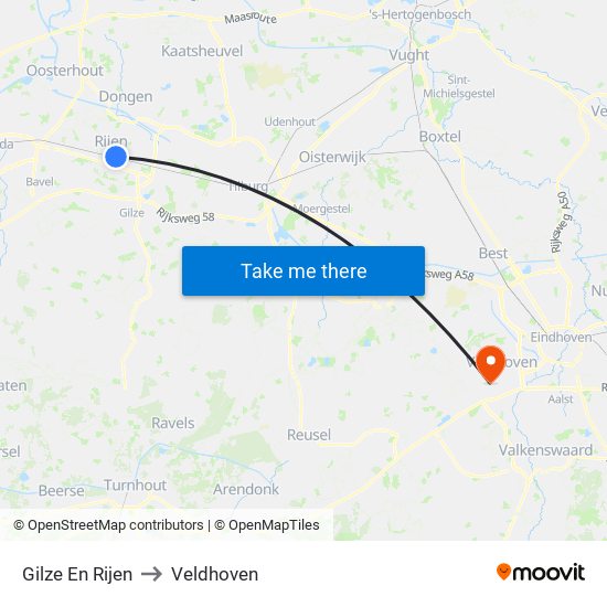 Gilze En Rijen to Veldhoven map