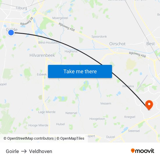 Goirle to Veldhoven map