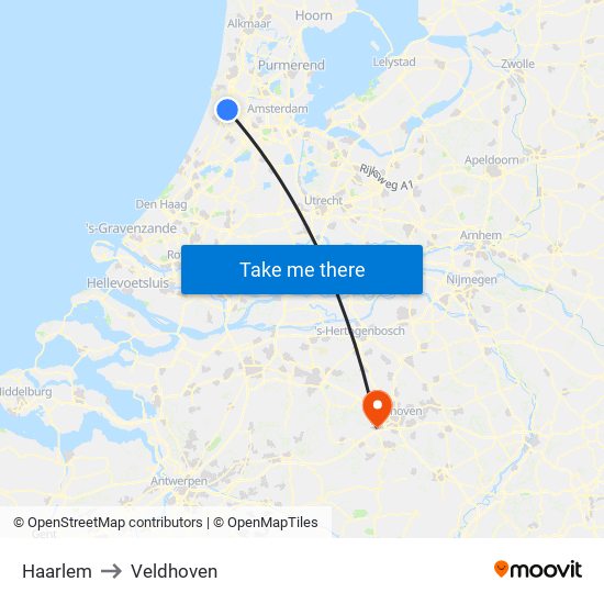 Haarlem to Veldhoven map