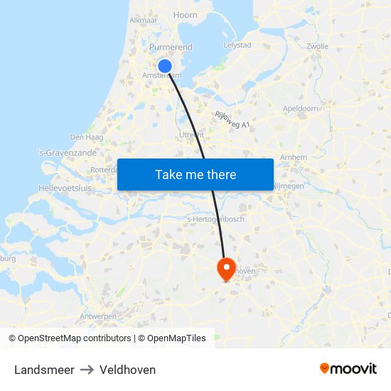 Landsmeer to Veldhoven map