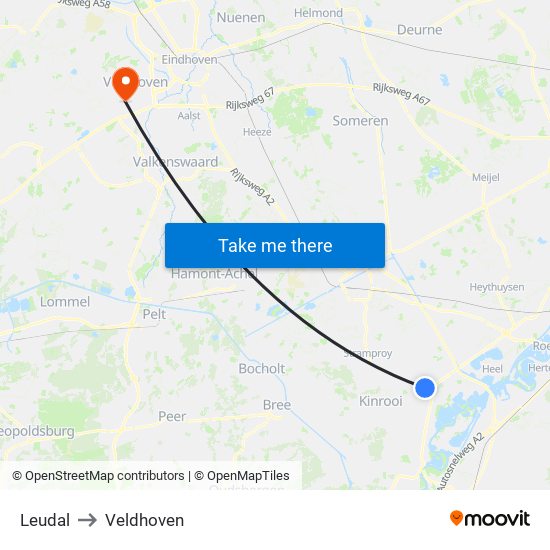 Leudal to Veldhoven map