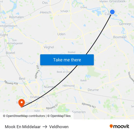 Mook En Middelaar to Veldhoven map