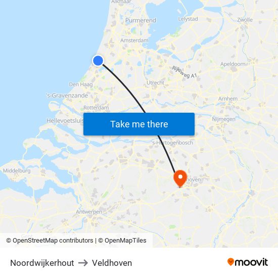 Noordwijkerhout to Veldhoven map