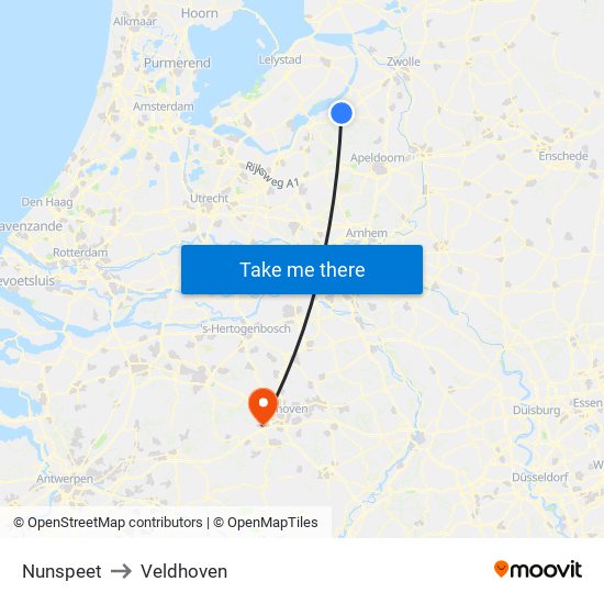 Nunspeet to Veldhoven map