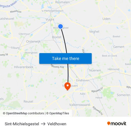 Sint-Michielsgestel to Veldhoven map