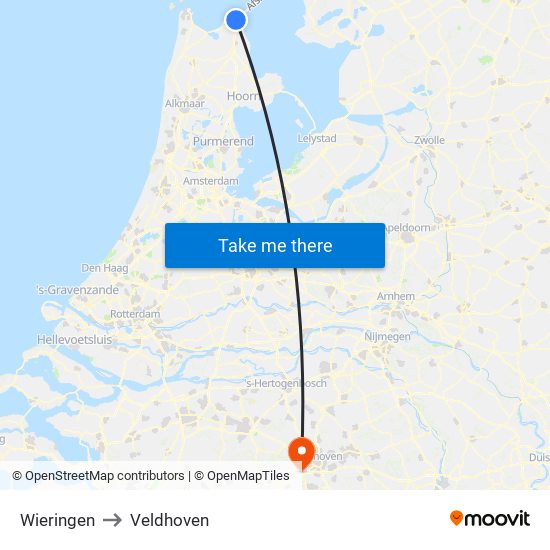 Wieringen to Veldhoven map