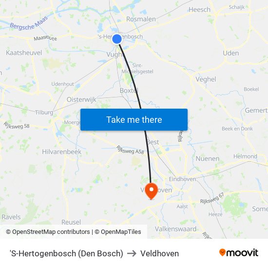 'S-Hertogenbosch (Den Bosch) to Veldhoven map