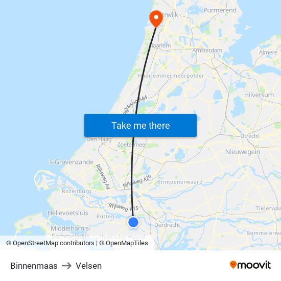 Binnenmaas to Velsen map