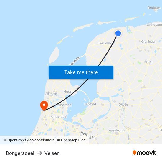 Dongeradeel to Velsen map