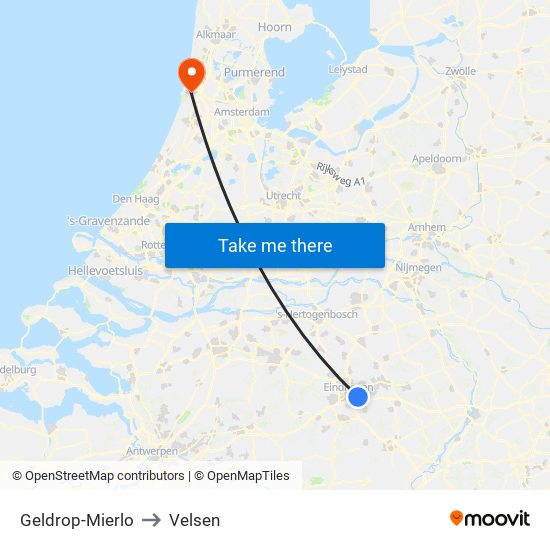 Geldrop-Mierlo to Velsen map