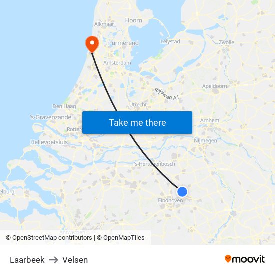 Laarbeek to Velsen map