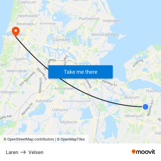 Laren to Velsen map