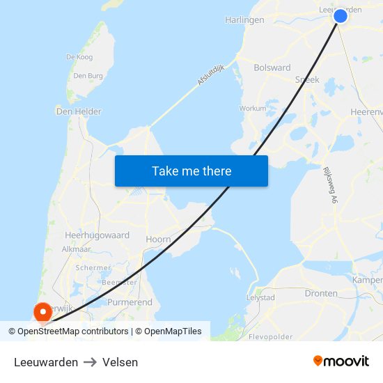 Leeuwarden to Velsen map
