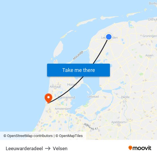 Leeuwarderadeel to Velsen map