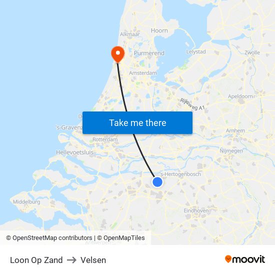 Loon Op Zand to Velsen map