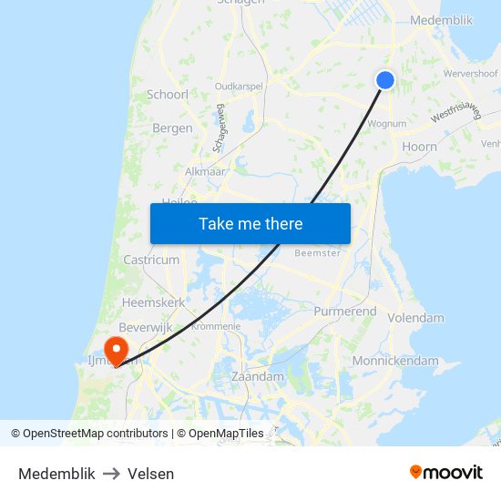 Medemblik to Velsen map