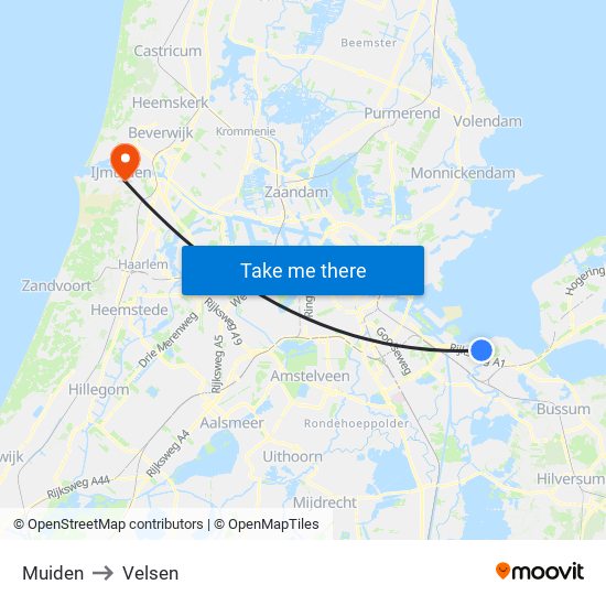 Muiden to Velsen map