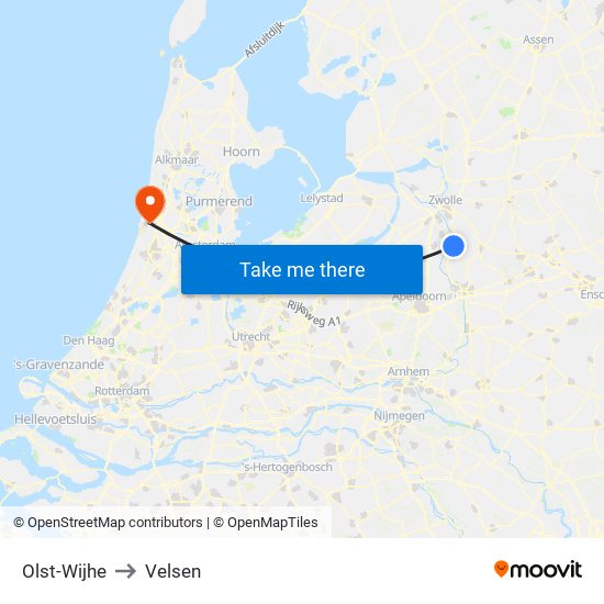 Olst-Wijhe to Velsen map