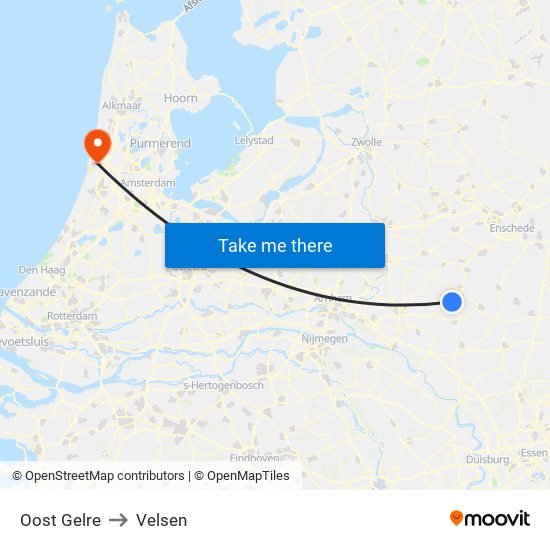 Oost Gelre to Velsen map