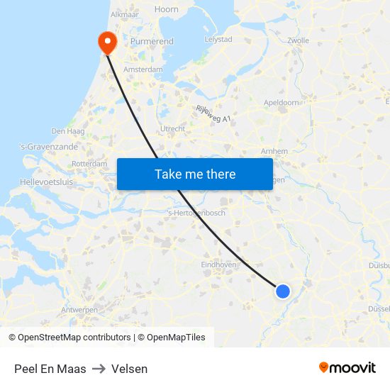 Peel En Maas to Velsen map
