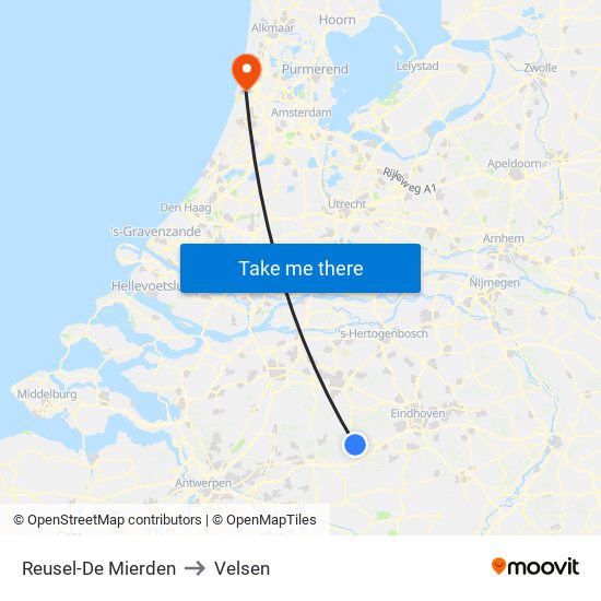 Reusel-De Mierden to Velsen map