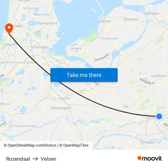 Rozendaal to Velsen map