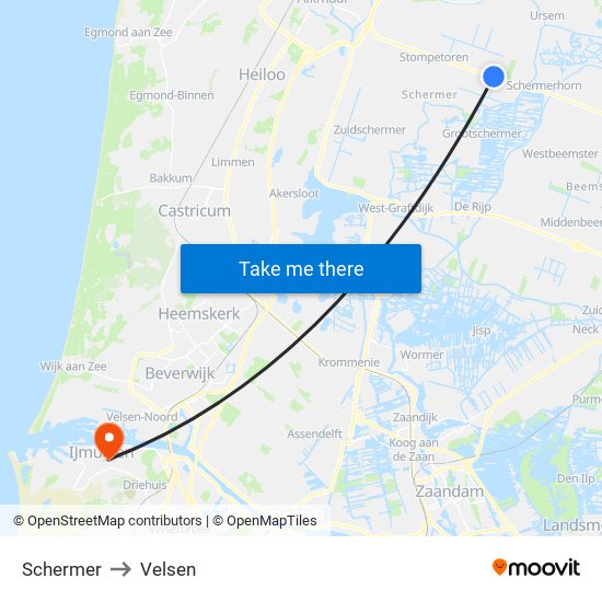 Schermer to Velsen map