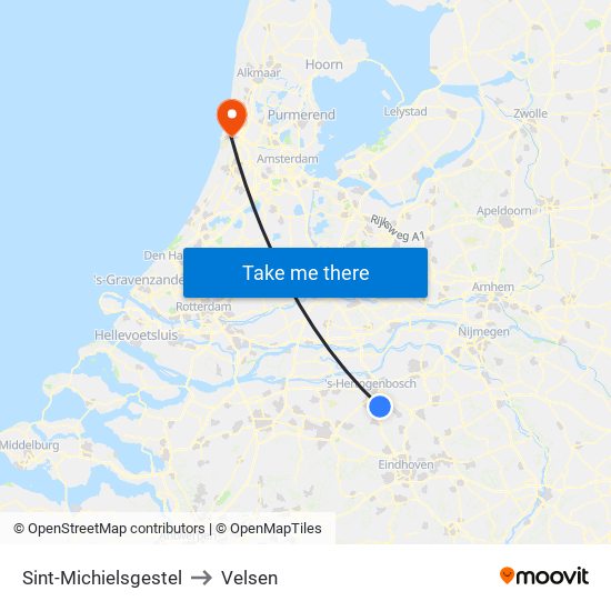 Sint-Michielsgestel to Velsen map