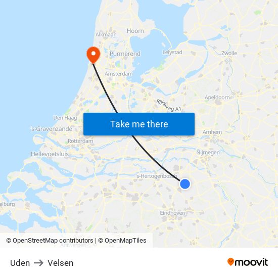 Uden to Velsen map