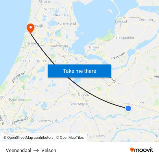 Veenendaal to Velsen map