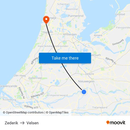 Zederik to Velsen map