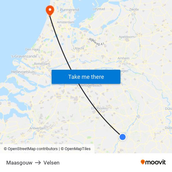 Maasgouw to Velsen map