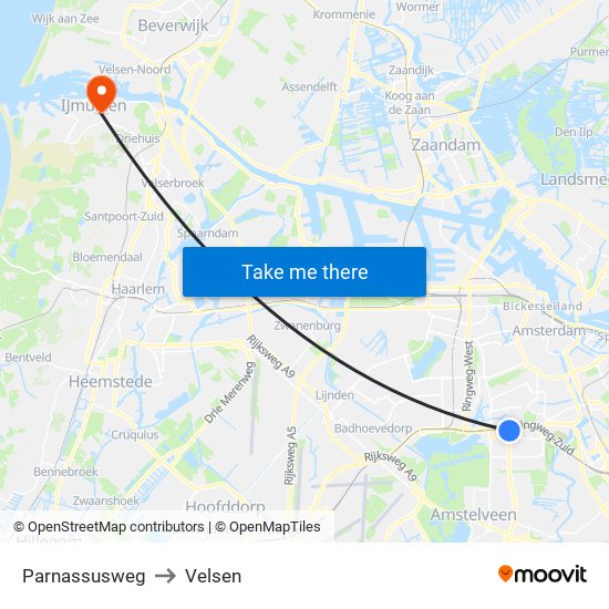 Parnassusweg to Velsen map